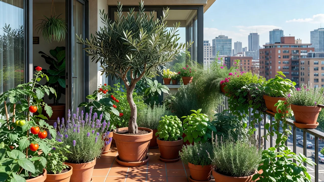 鉢植えの植物を複数配置した、明るい室内寄りの空間イメージ